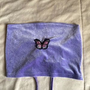 Butterfly Lace Up Backless Crop Tube Top